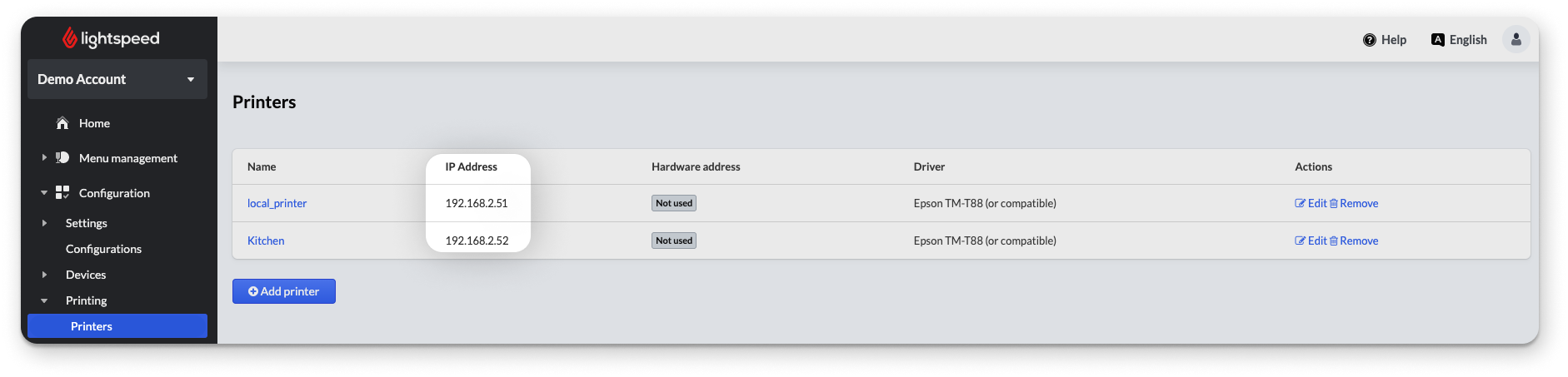 A screenshot of Back Office highlighting example IP addresses.