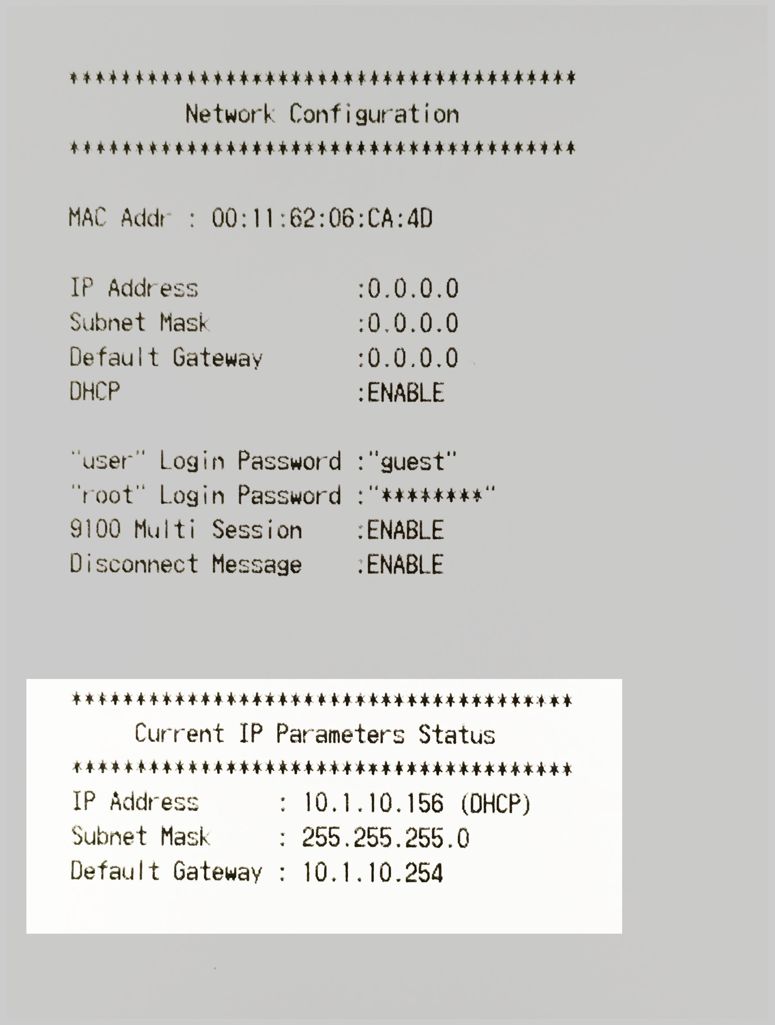 Star TSP IP address receipt