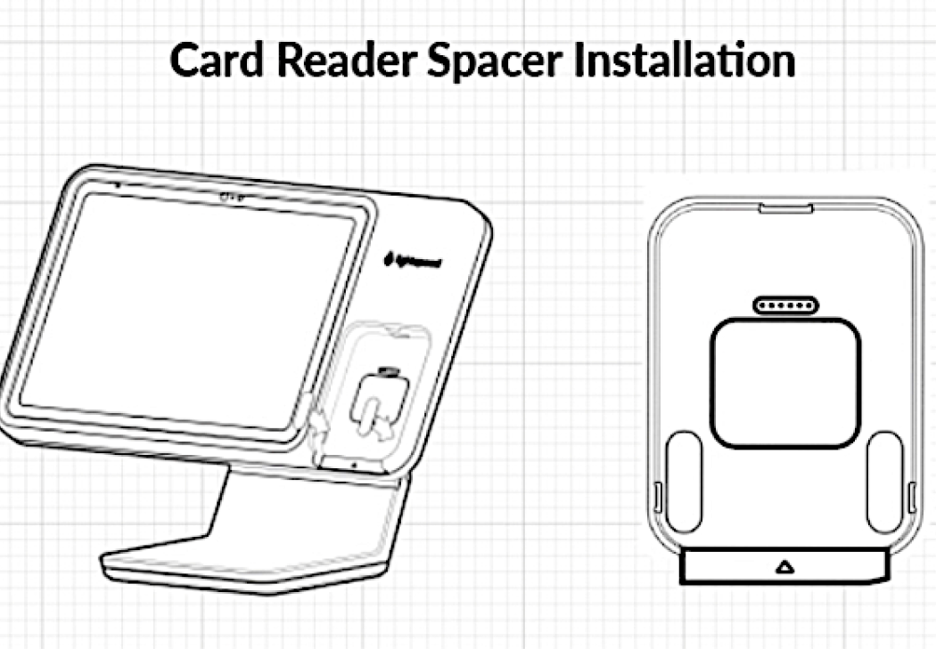 Spacers are attached to each side of the inside of the Mobile Tap reader