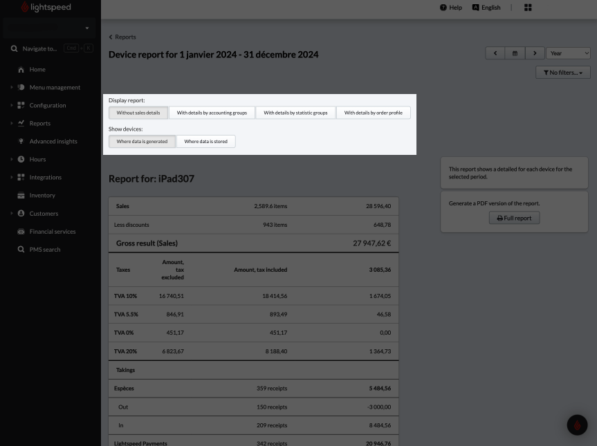 Display report and Show devices filters highlighted.png