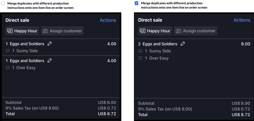 Items merged on register screen