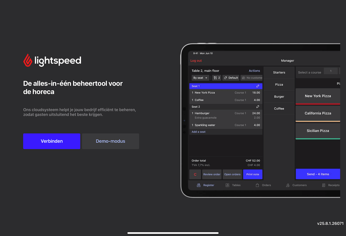 Een controlespoor van een POS-apparaat. Hier worden gebeurtenissen zoals het openen en sluiten van een verkoopperiode weergegeven.