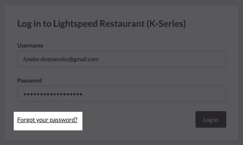 Back Office login page with Forgot password? highlighted