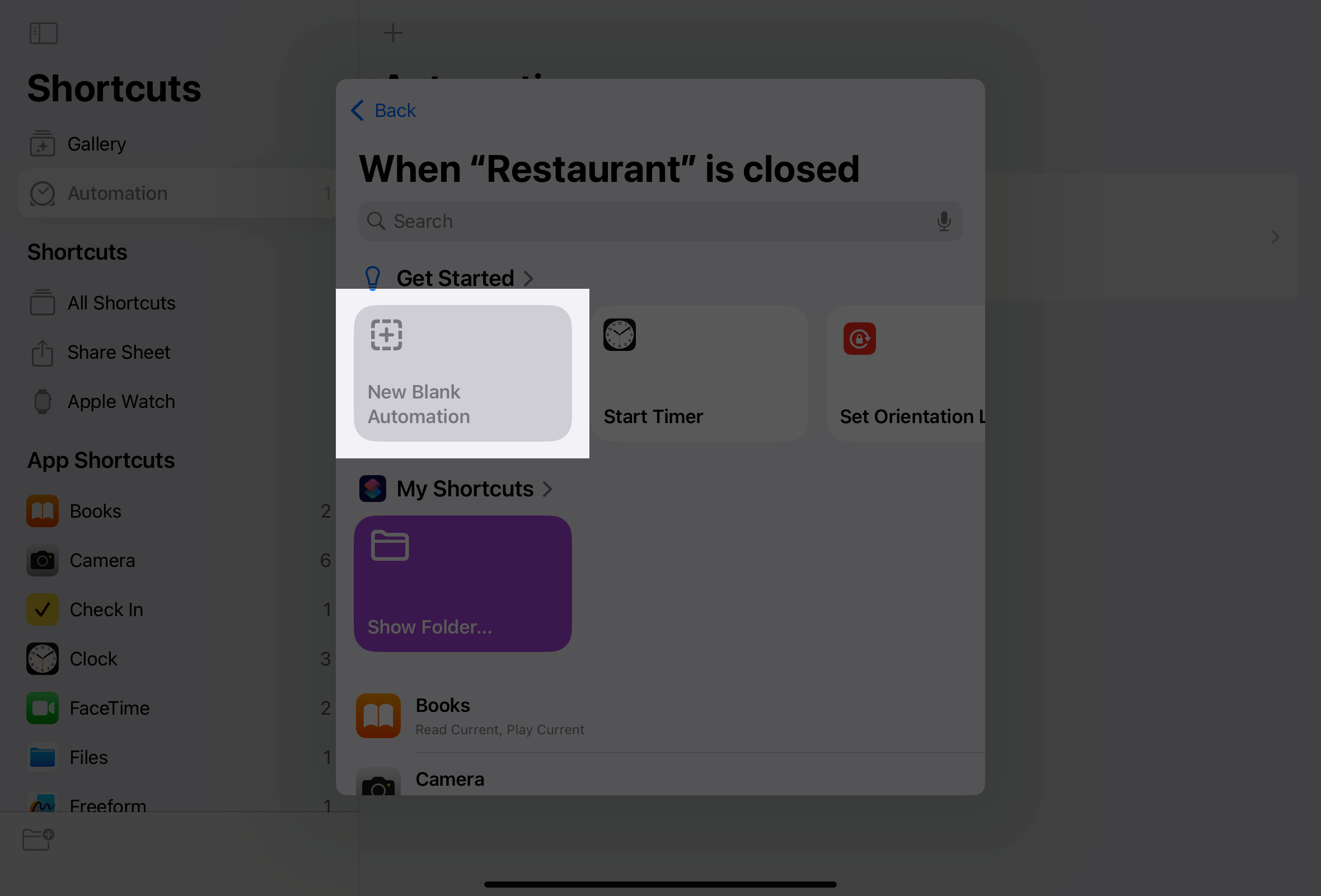 New blank automation highlighted