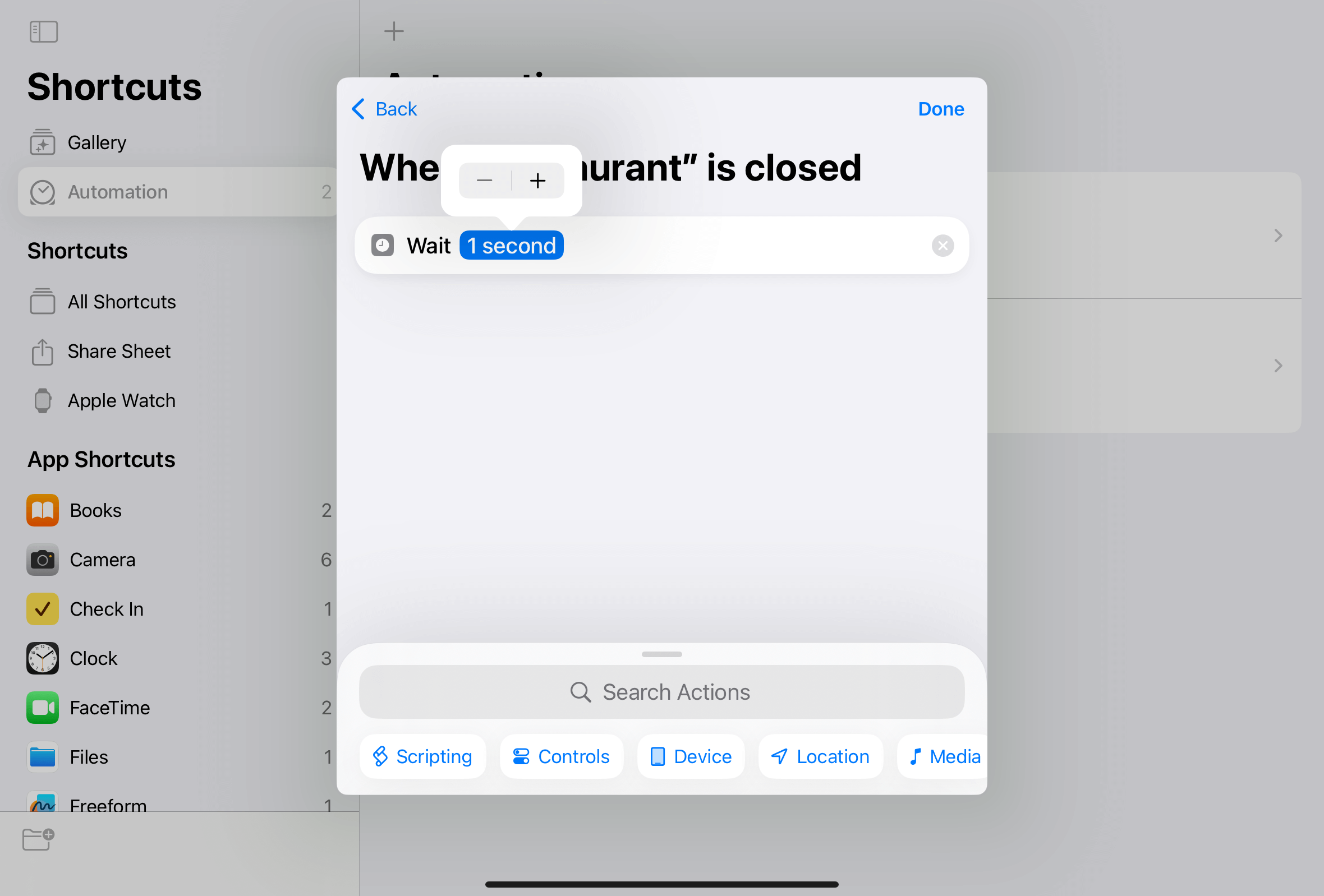 The clickable time in seconds option
