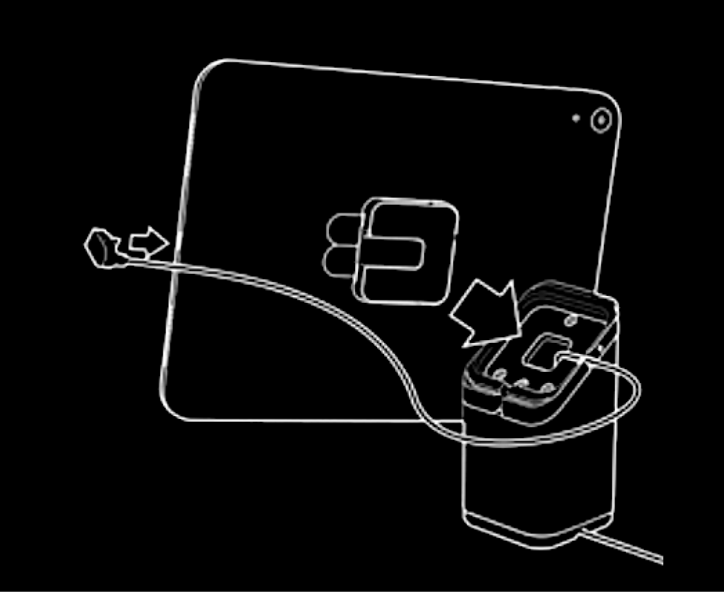 Branchement de la tablette et installation sur le support