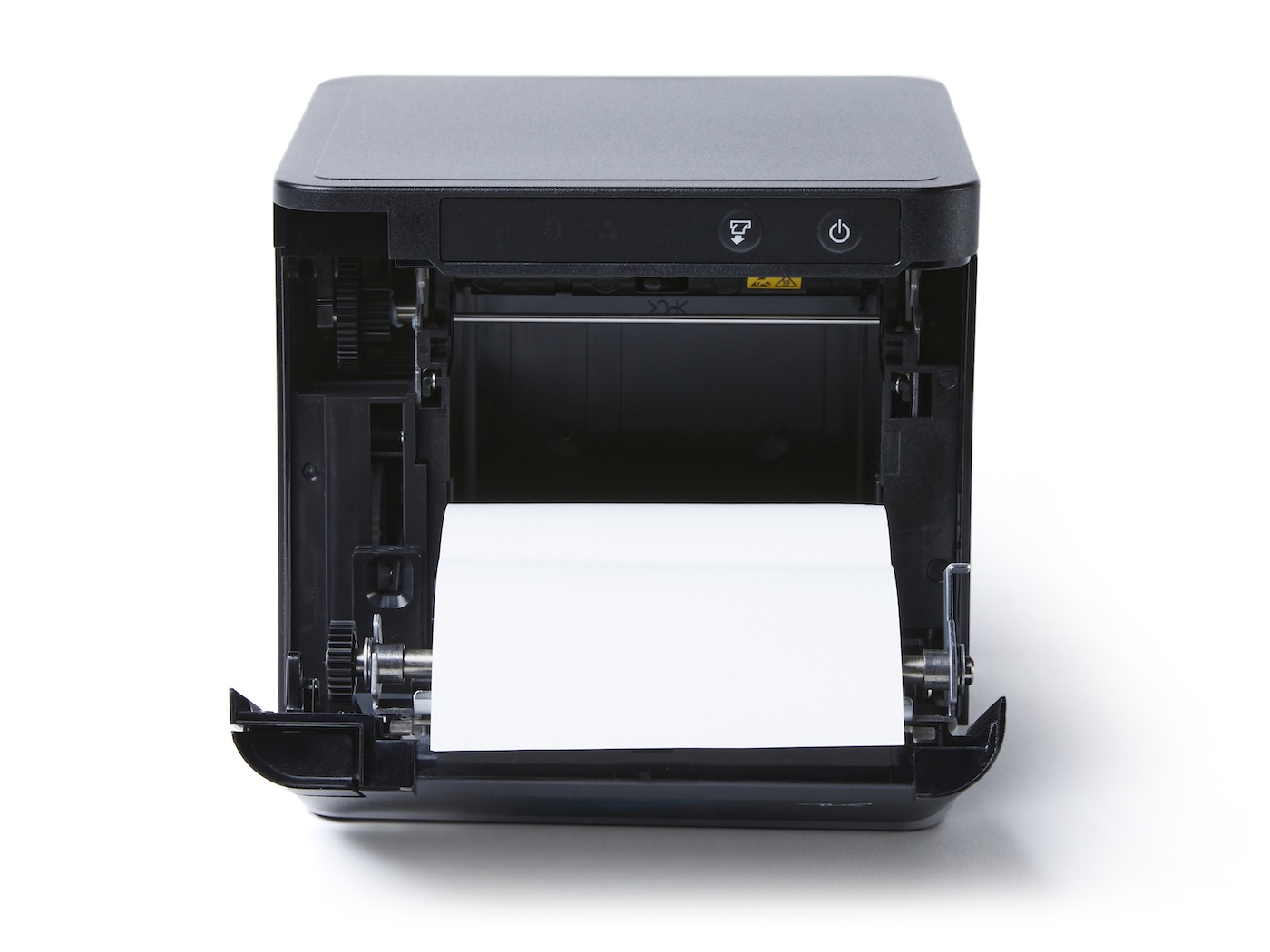 Het geopende voorpaneel van de Star mC-Print3-bonprinter.