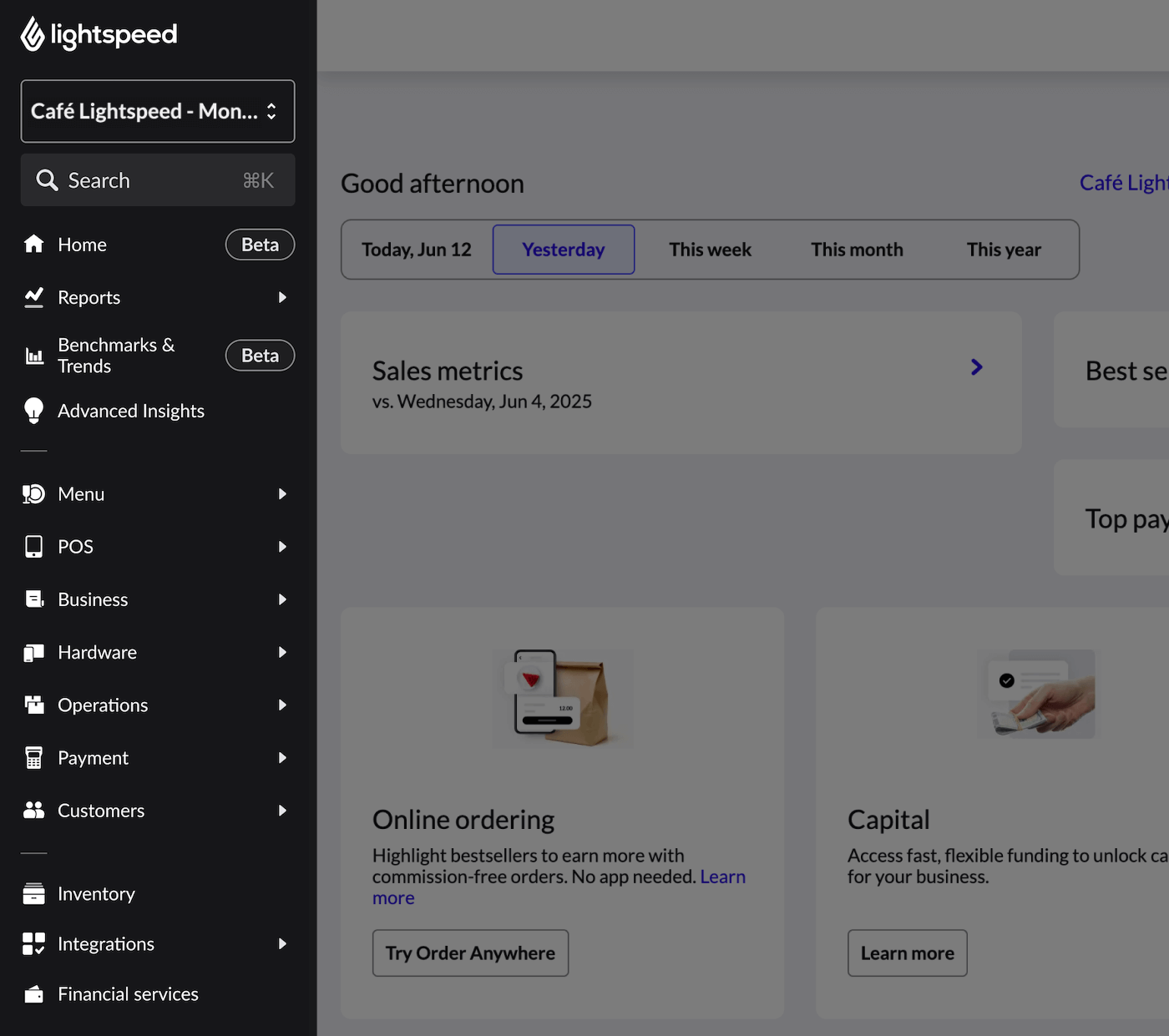 The Back Office navigation sidebar