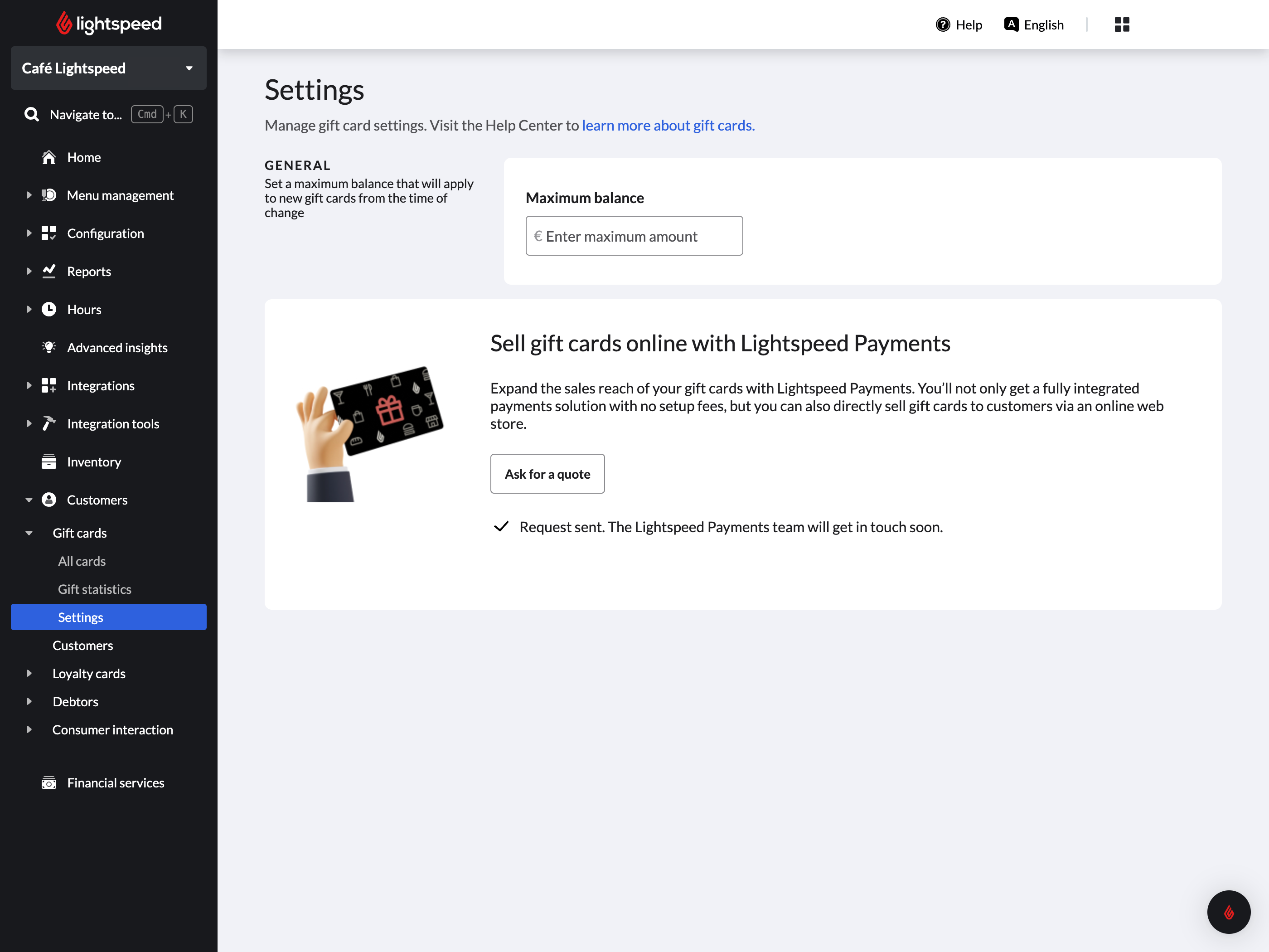 Backoffice-Einstellungenpage