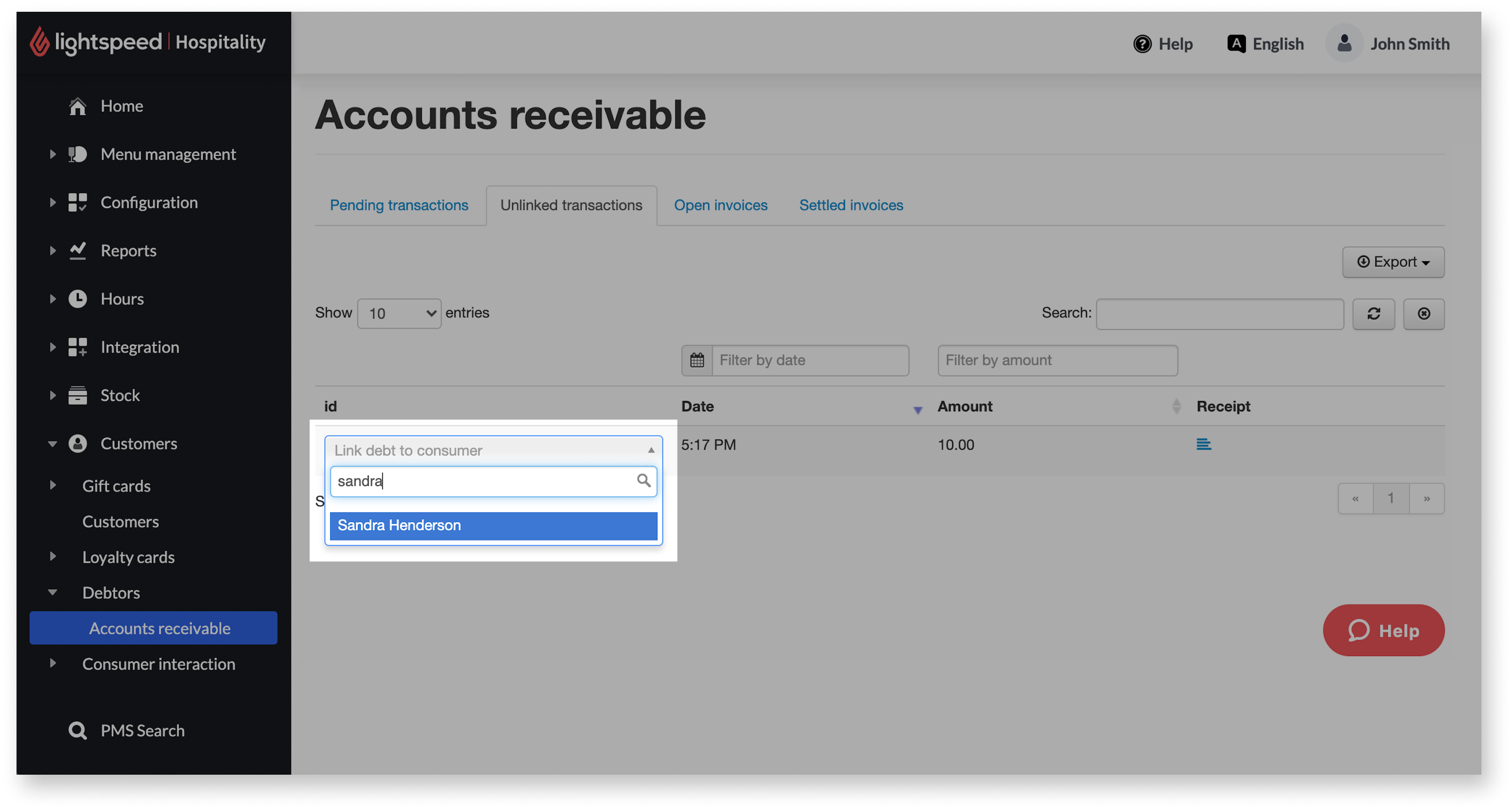 Option permettant de lier un client.
