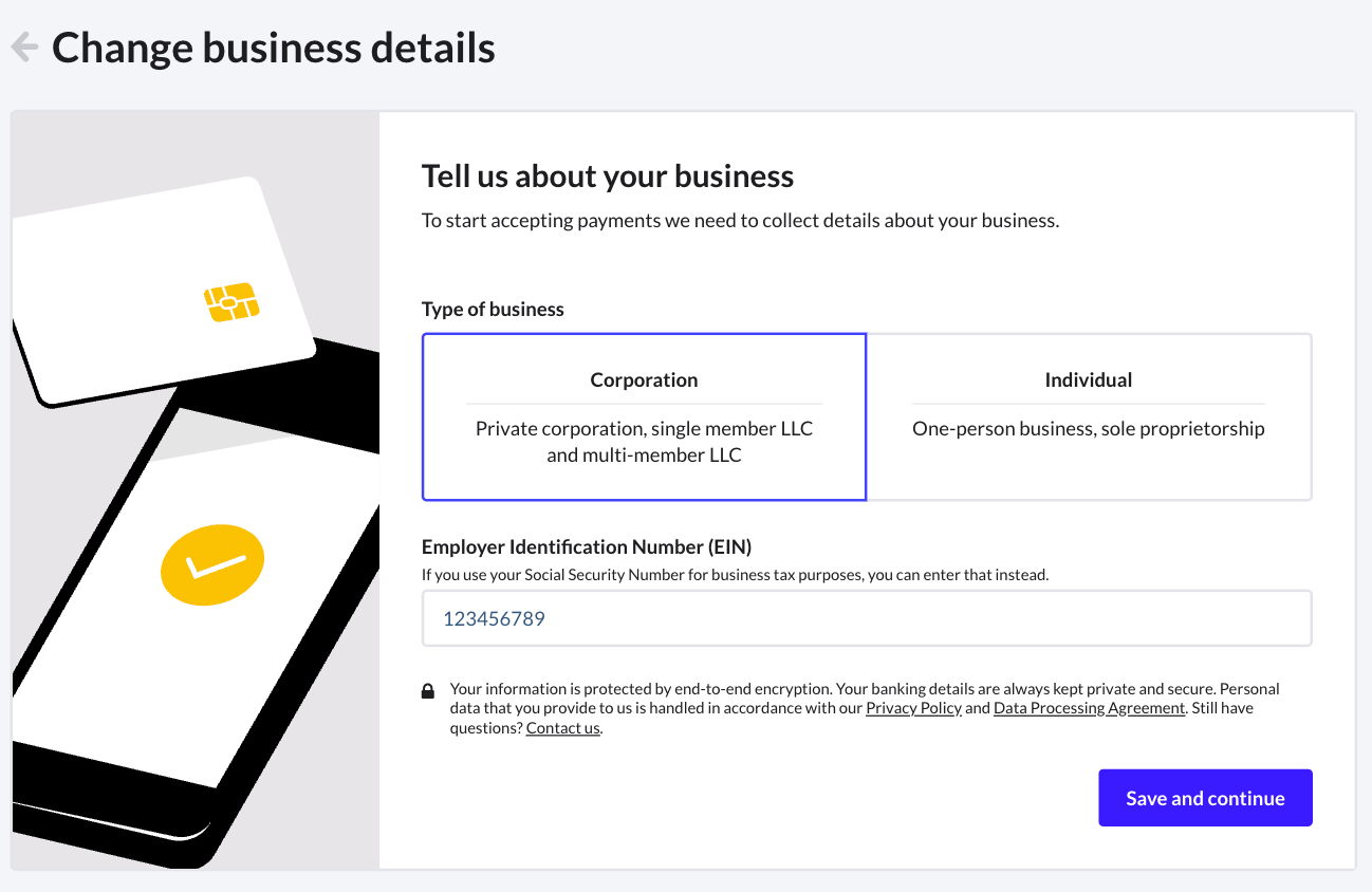 Tell us about your business screen