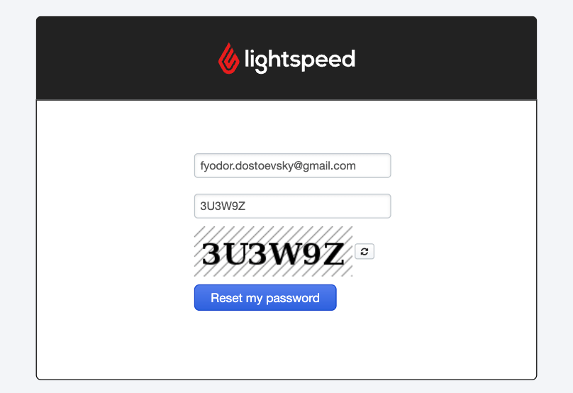 Page affichant la case permettant de saisir l’adresse e-mail et le code de sécurité