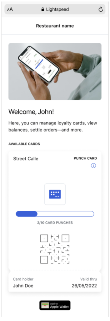 Carte de fidélité présentant l’option d’ajout à l’application Portefeuille d’Apple