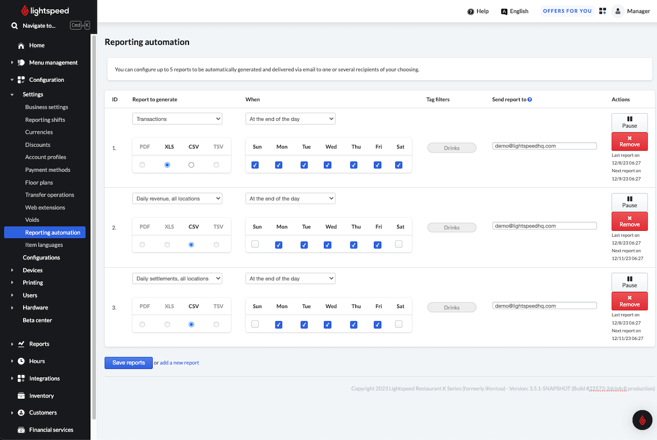Image of the reporting automation home page.