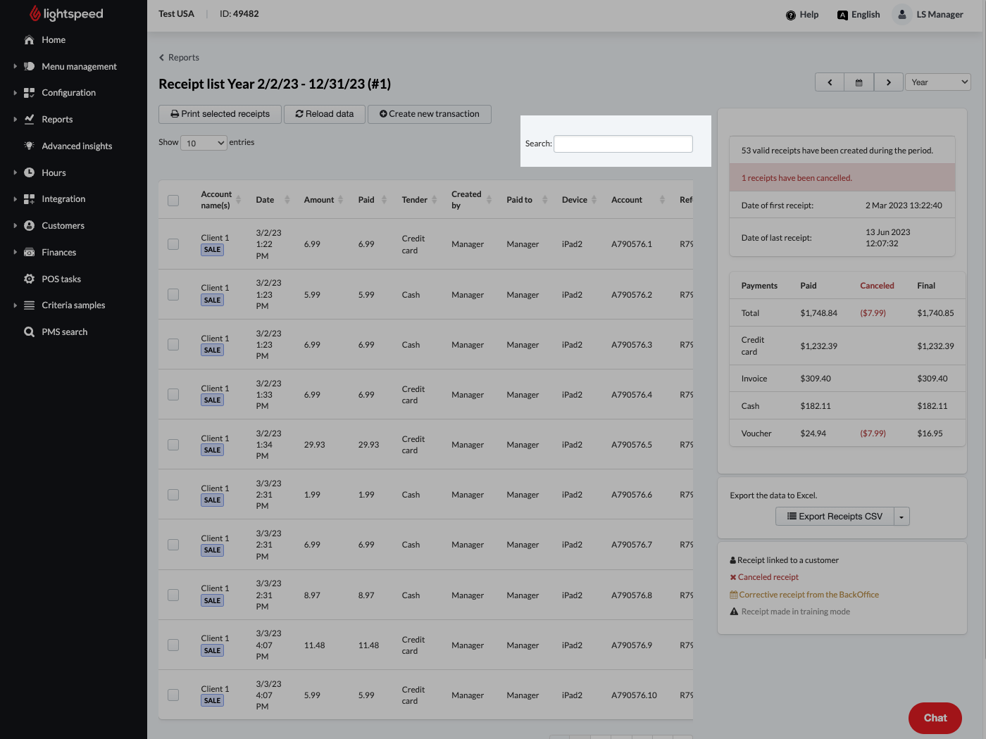 Champ de recherche du rapport des tickets mis en surbrillance.