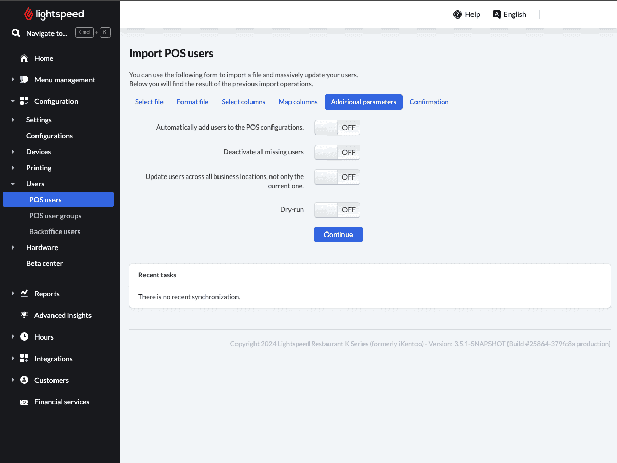 Afbeelding met het tabblad "Aanvullende parameters" van de importwizard.