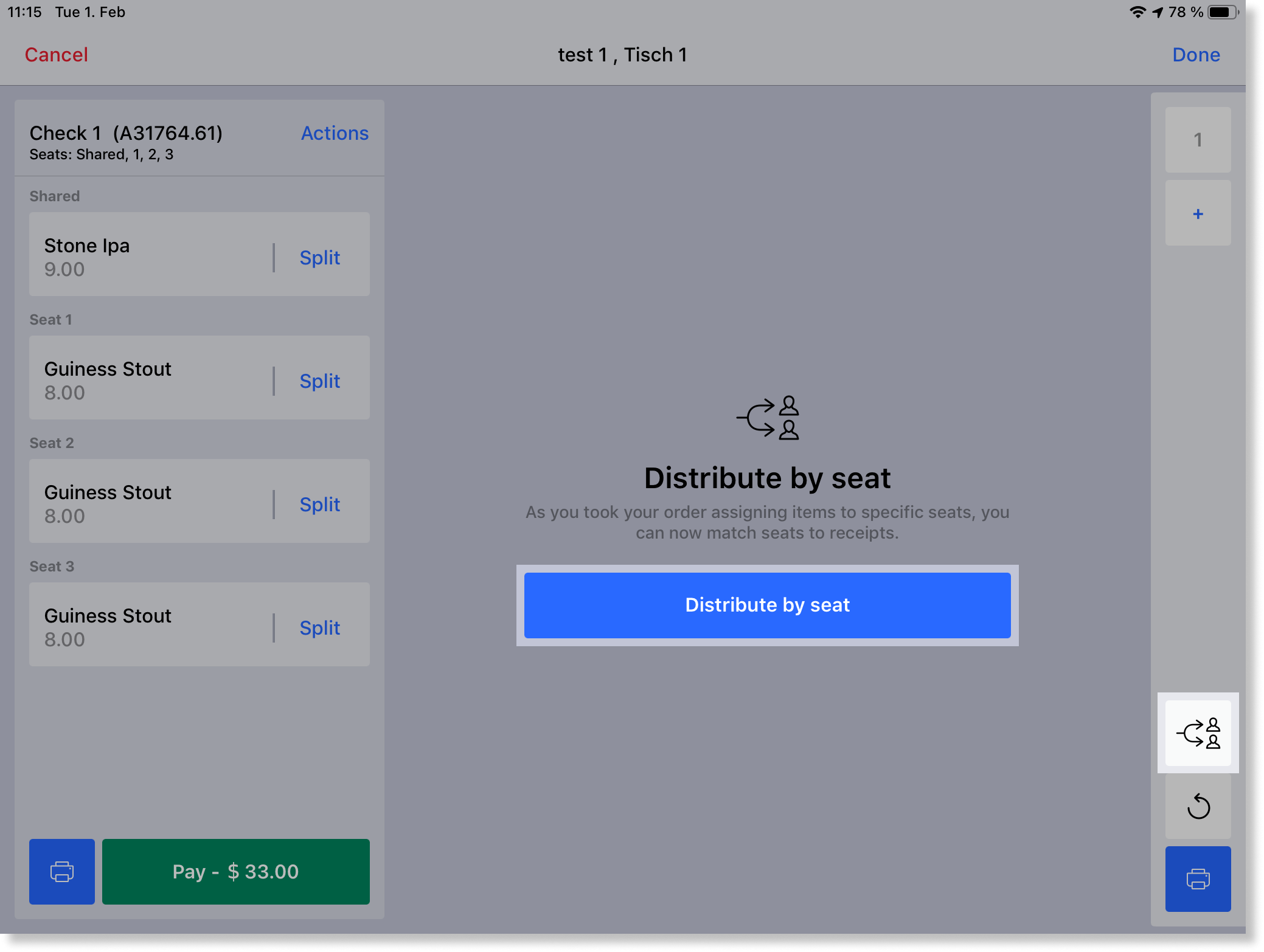 Distribute by seat