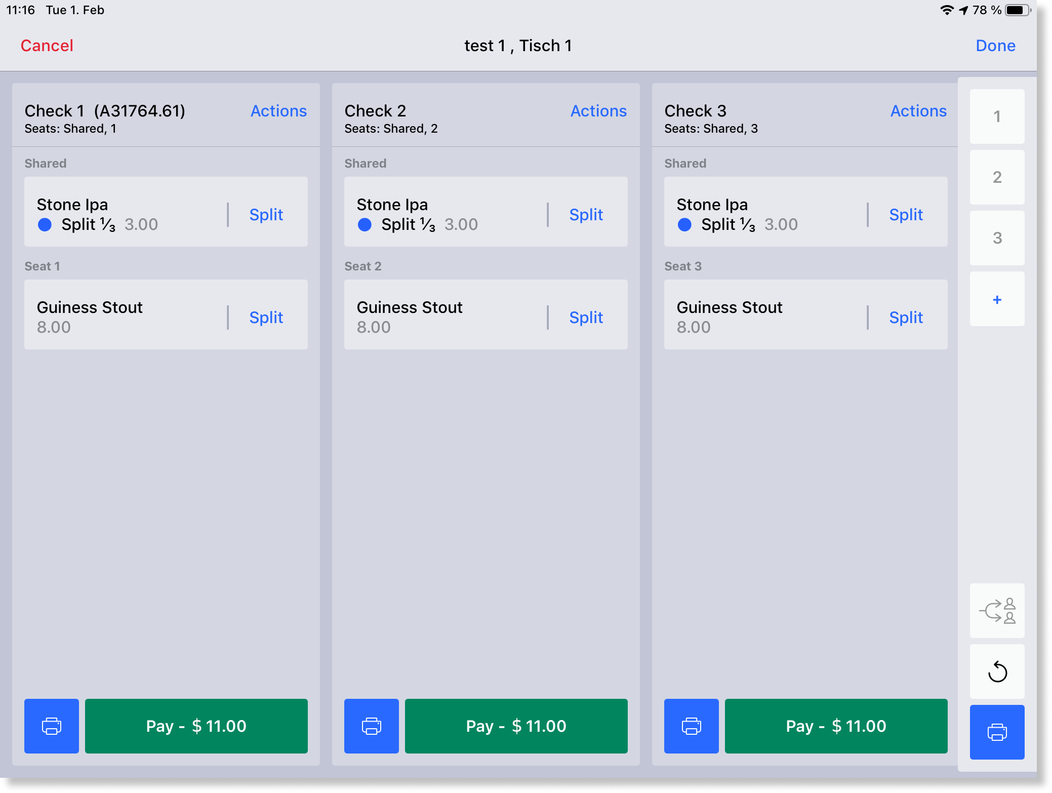 POS display distributed by seat