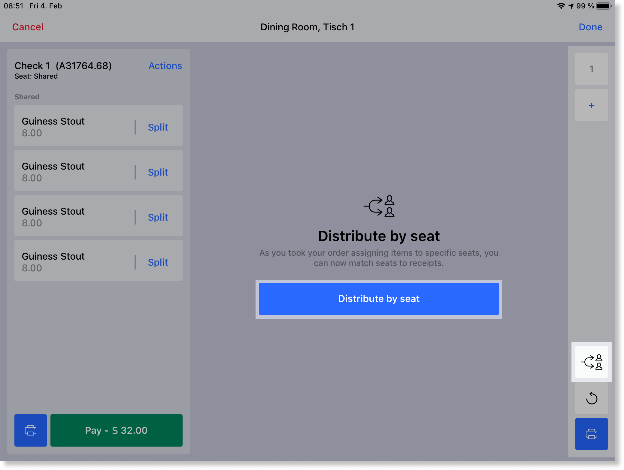 Bouton Distribuer les tickets par siège