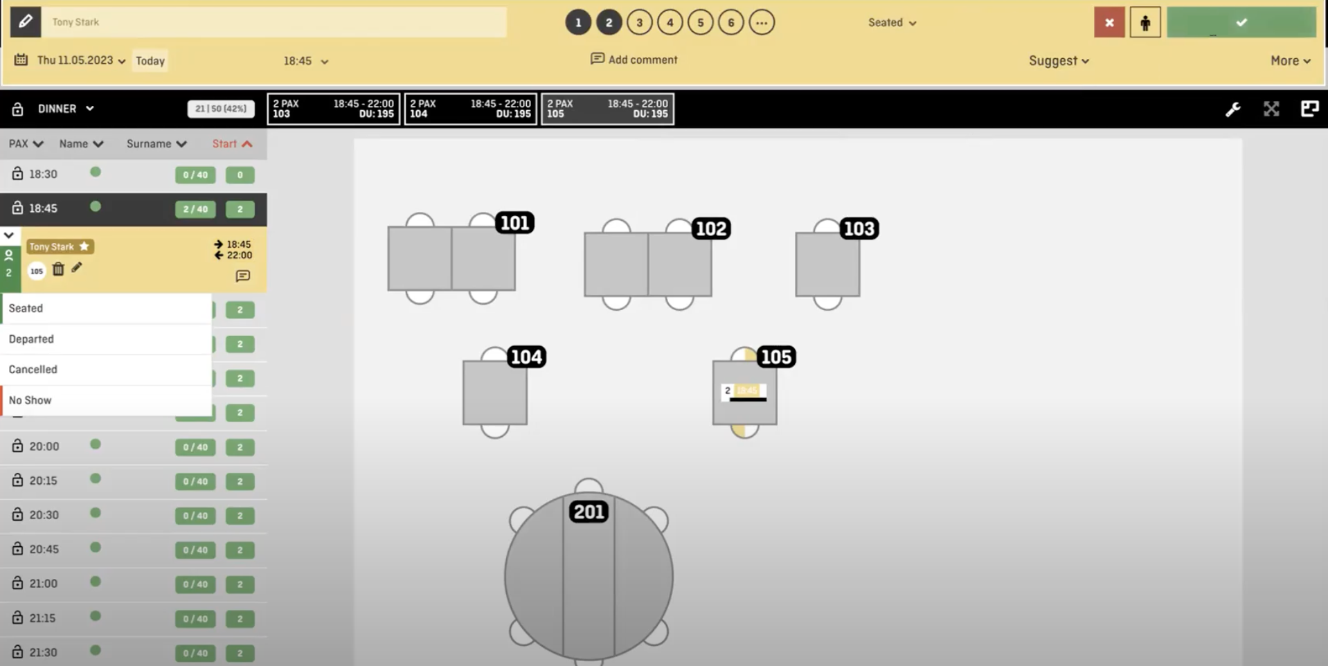 Sitzplatzbestätigung im Baleno Backoffice, gekennzeichnet durch ein weißes Häkchen auf grünem Hintergrund.png