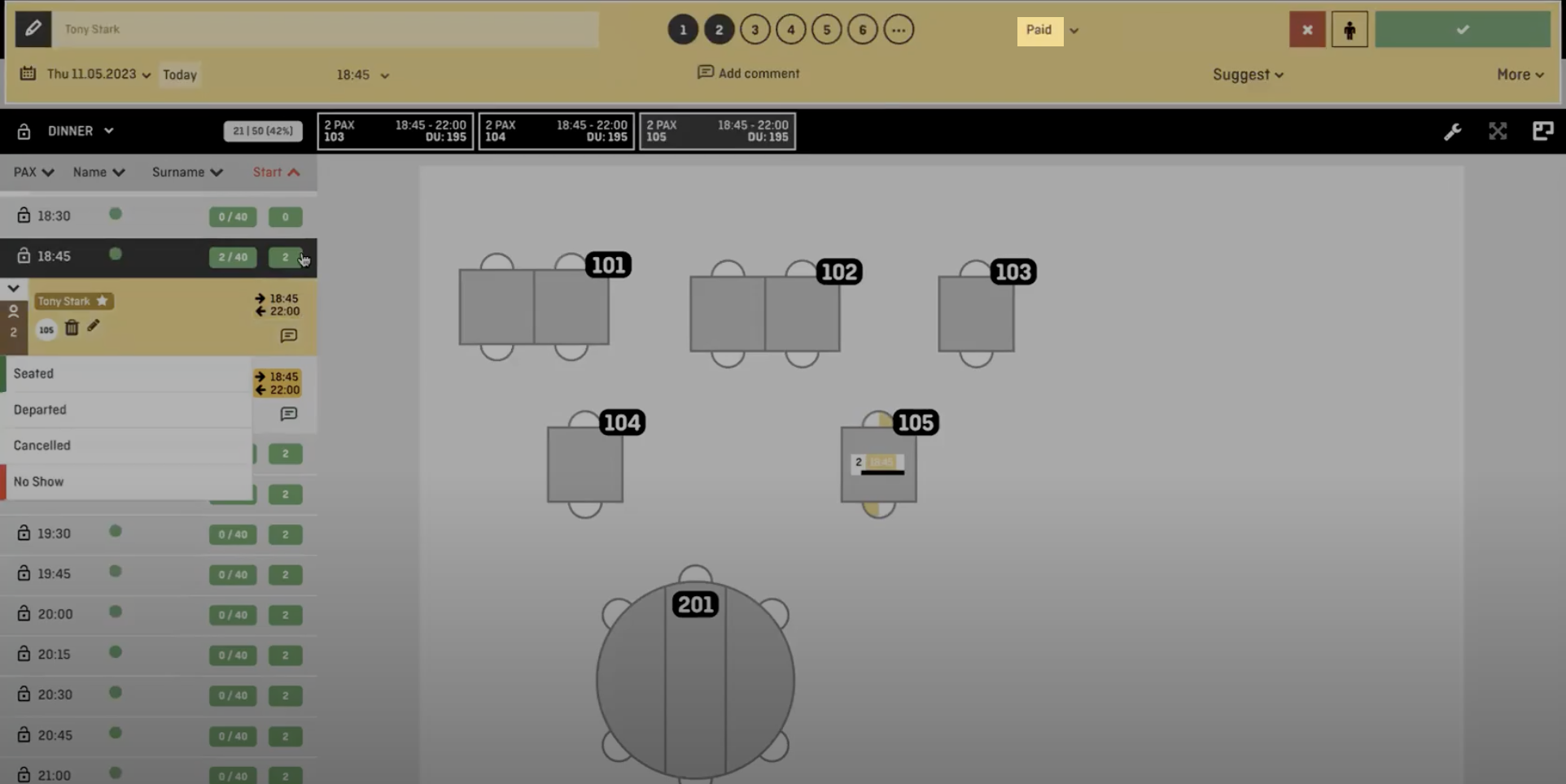 Der Status „Bezahlt“ der Reservierung wird hervorgehoben.png