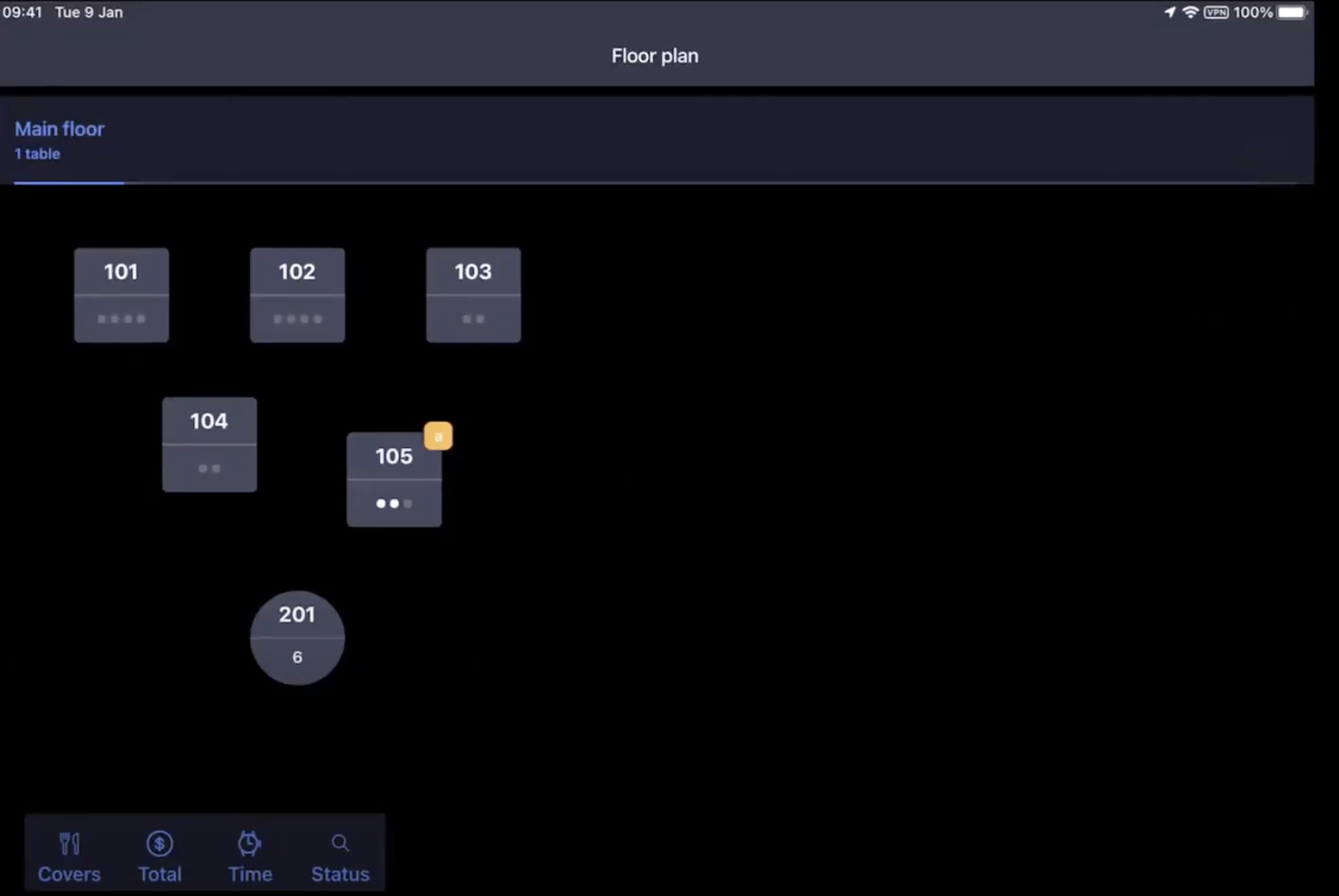 Die Aleno-Reservierung erscheint automatisch im Restaurant POS-Tischplan-Bildschirm.png