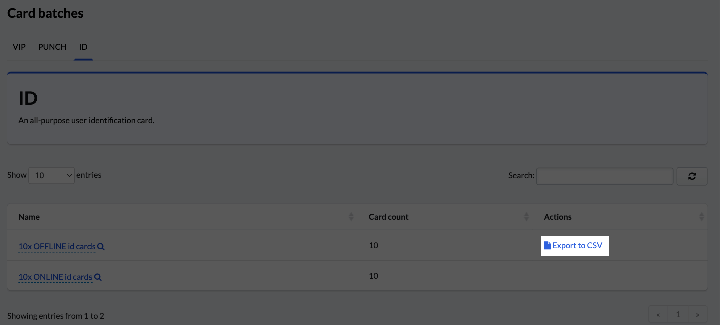 The Export as CSV link highlighted