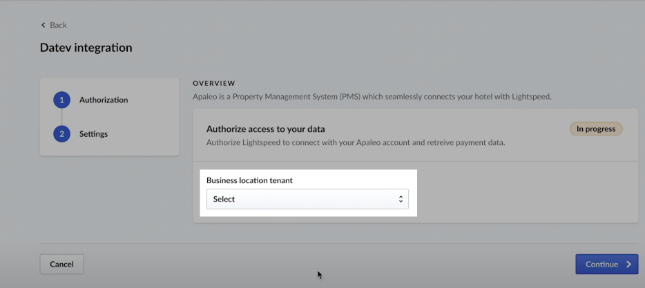 The Business location tenant section highlighted