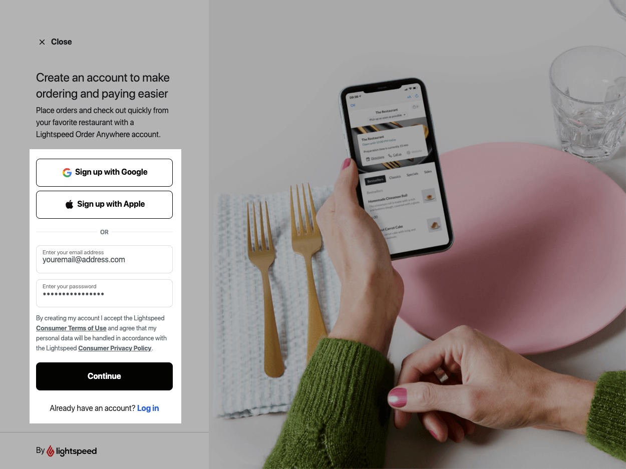 Aanmeldpagina met aangeduide velden voor elke aanmeldmethode