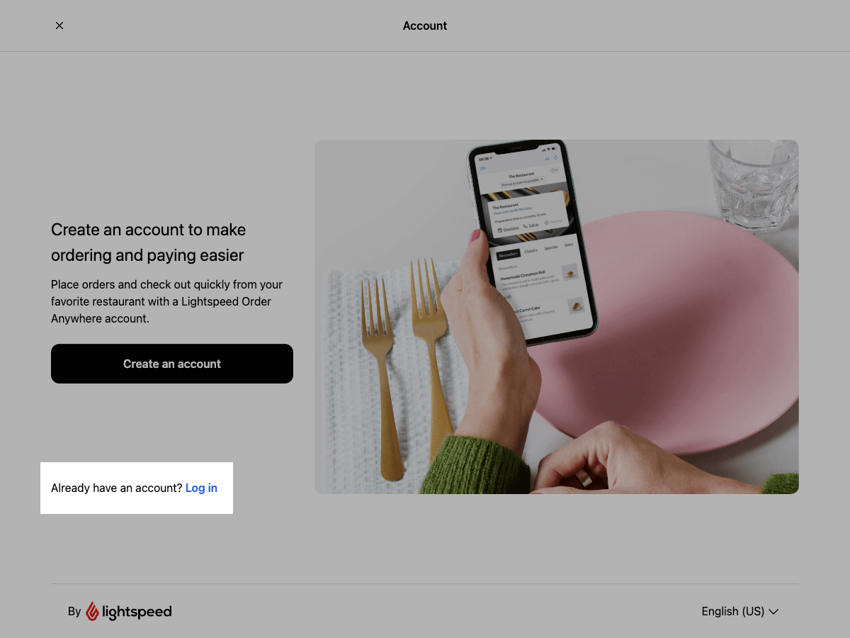 De klantaccountpagina met gemarkeerde inloglink