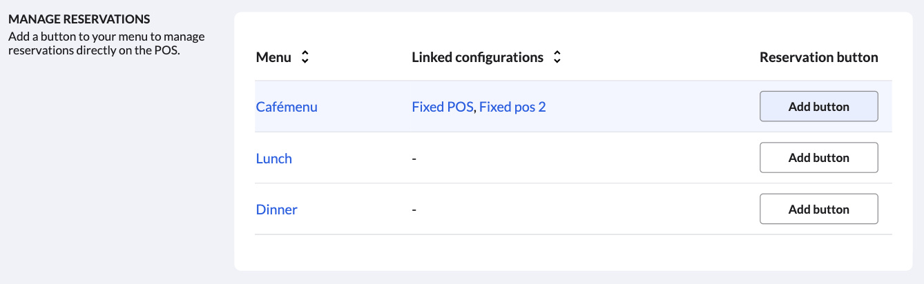 The Manage reservations section