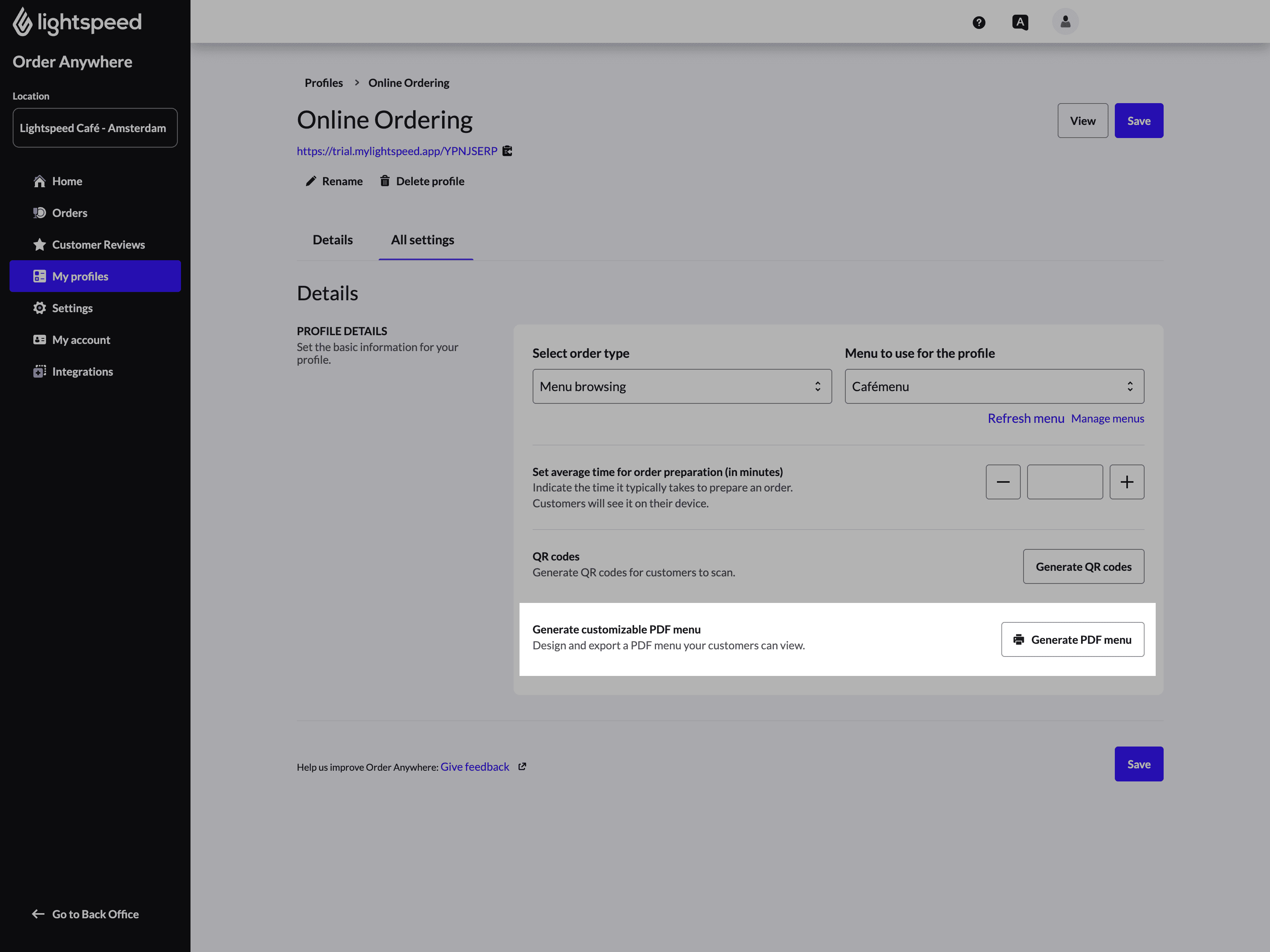 Order Anywhere - Générer un menu PDF