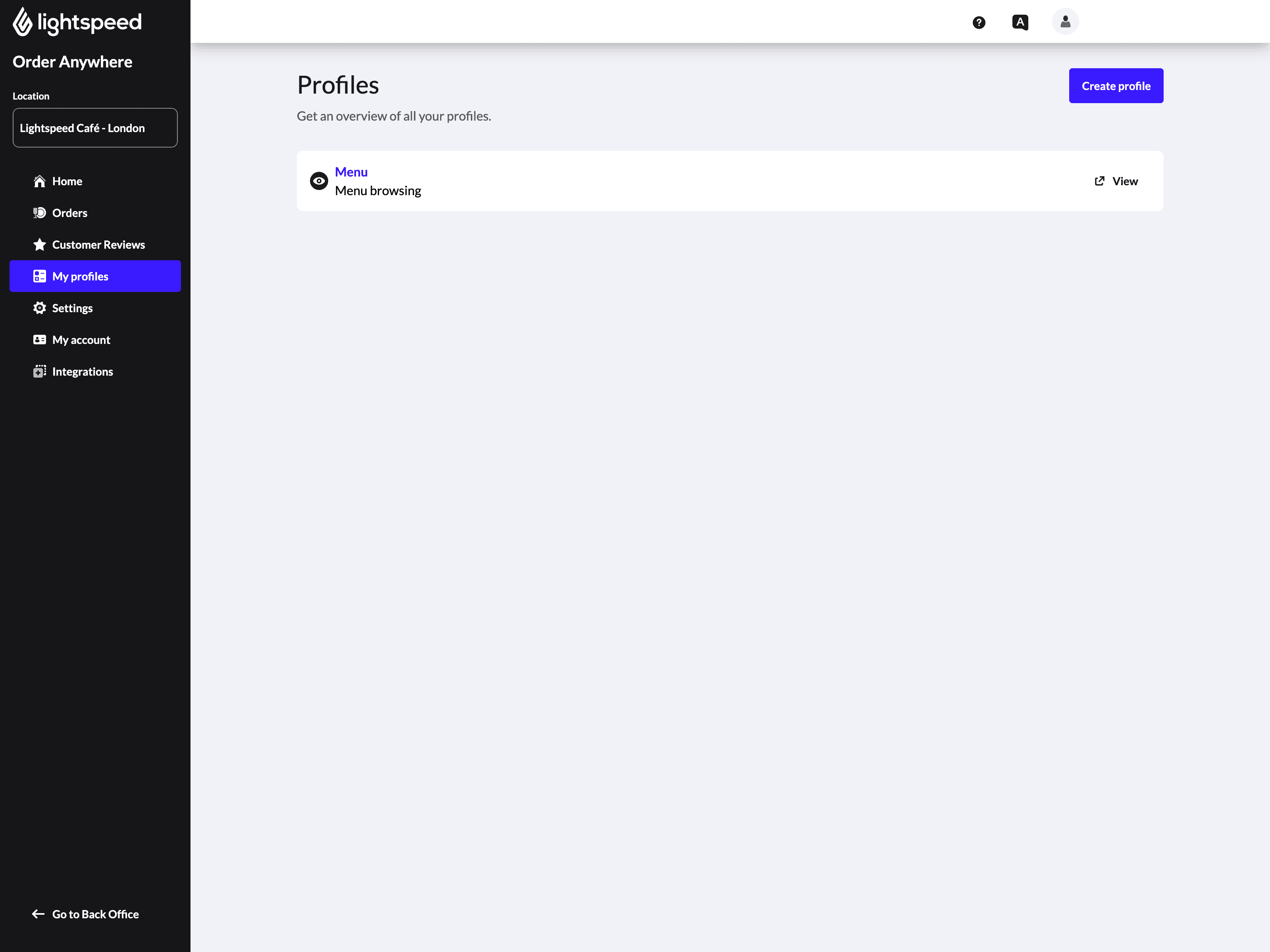 Order Anywhere - Profiles