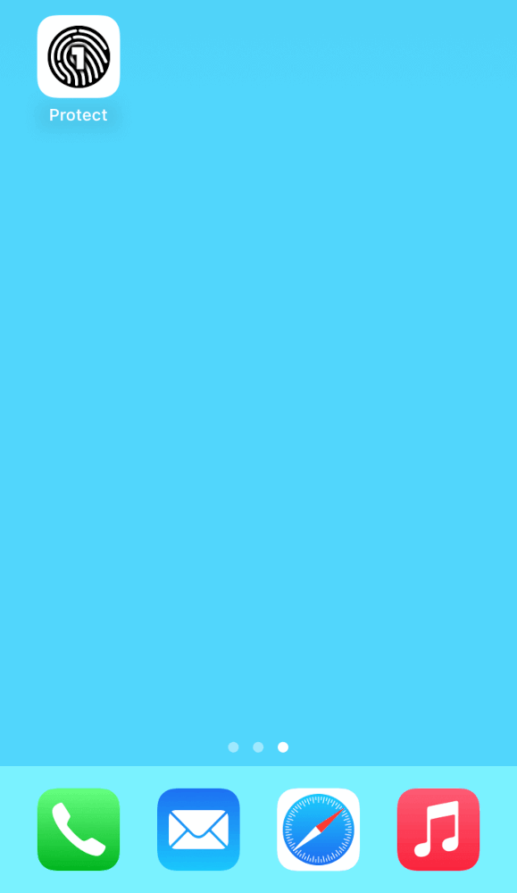 Le bouton de l'application OneLogin Protect sur l'écran d'un iPhone