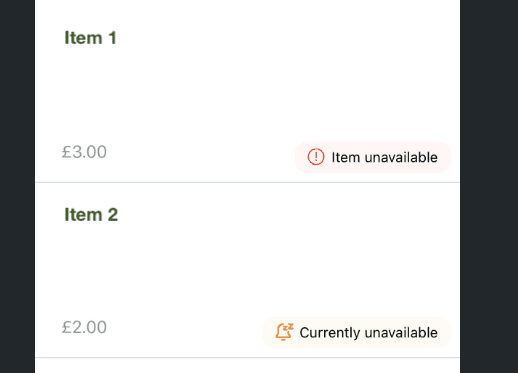 Sales restriction unavailability vs Manually snoozed item unavailability