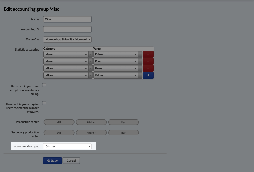 Edit Apaleo service type