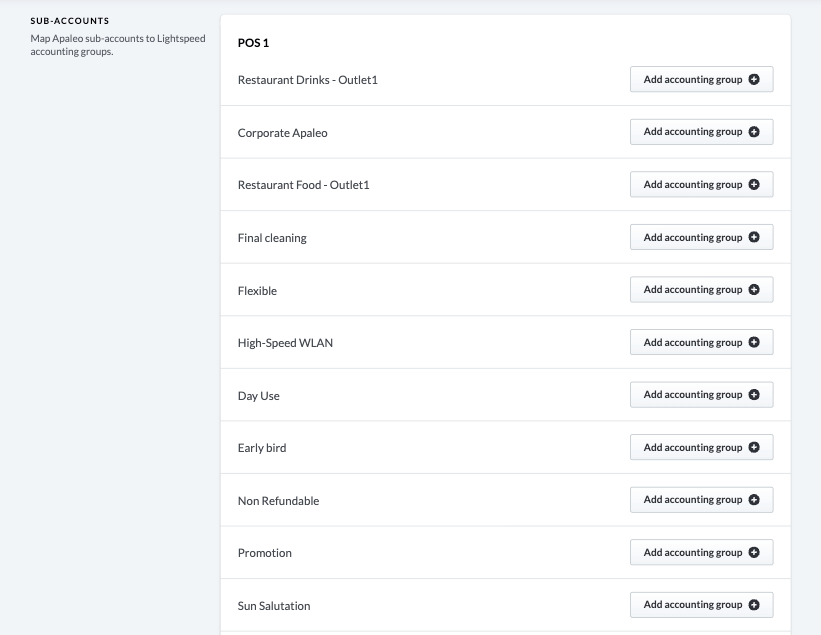 Map sub-accounts to multiple POS devices