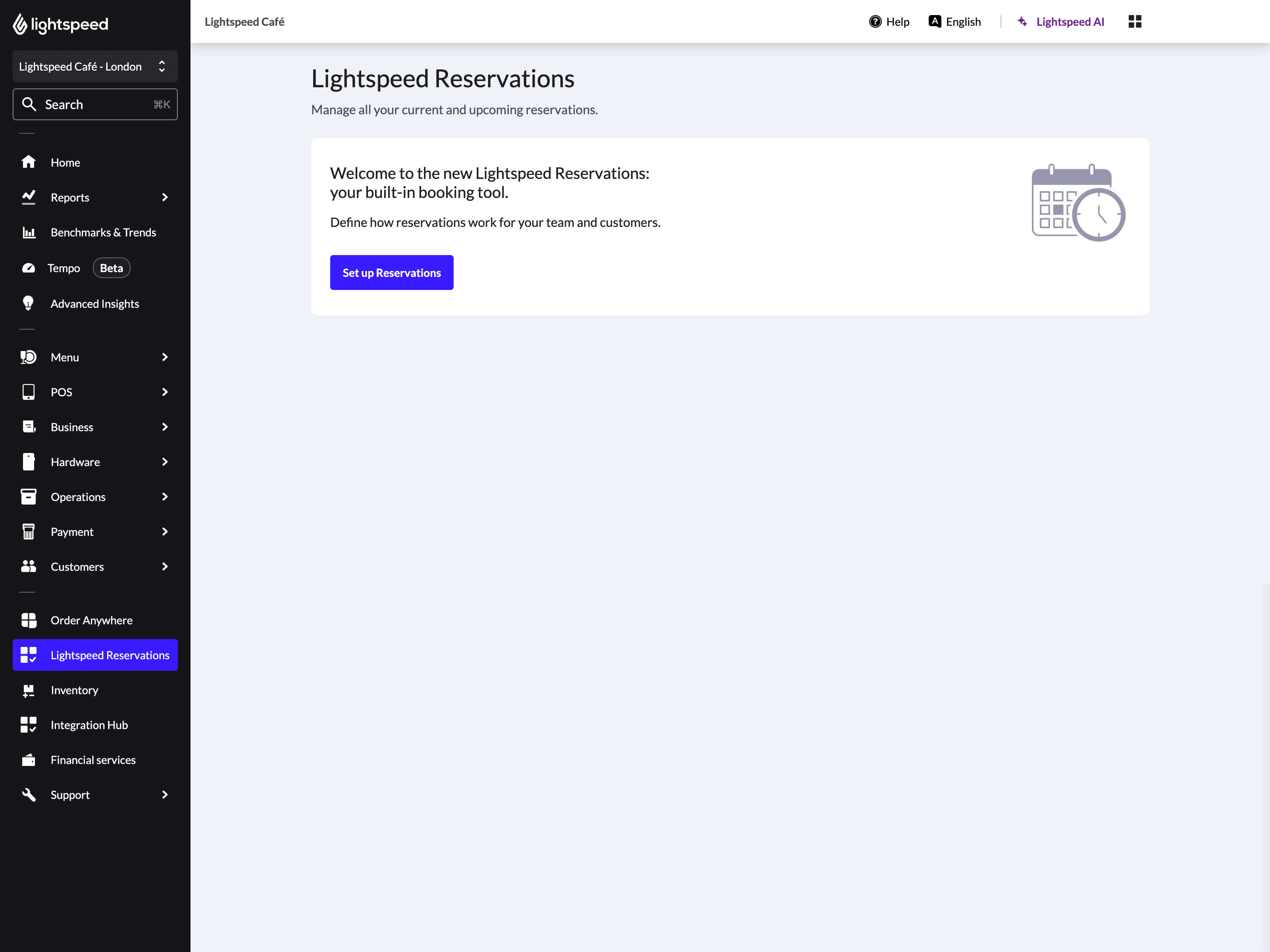 Lightspeed Reservations setup wizard
