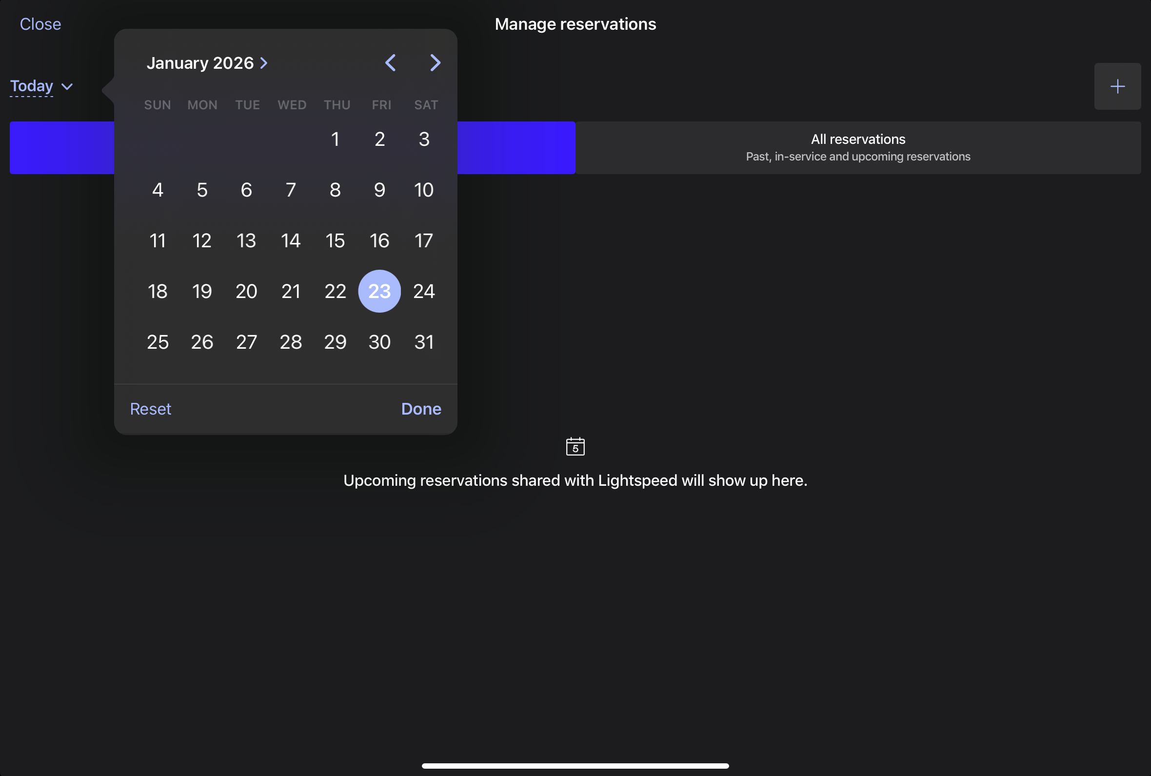 Reserveringskalender in de POS