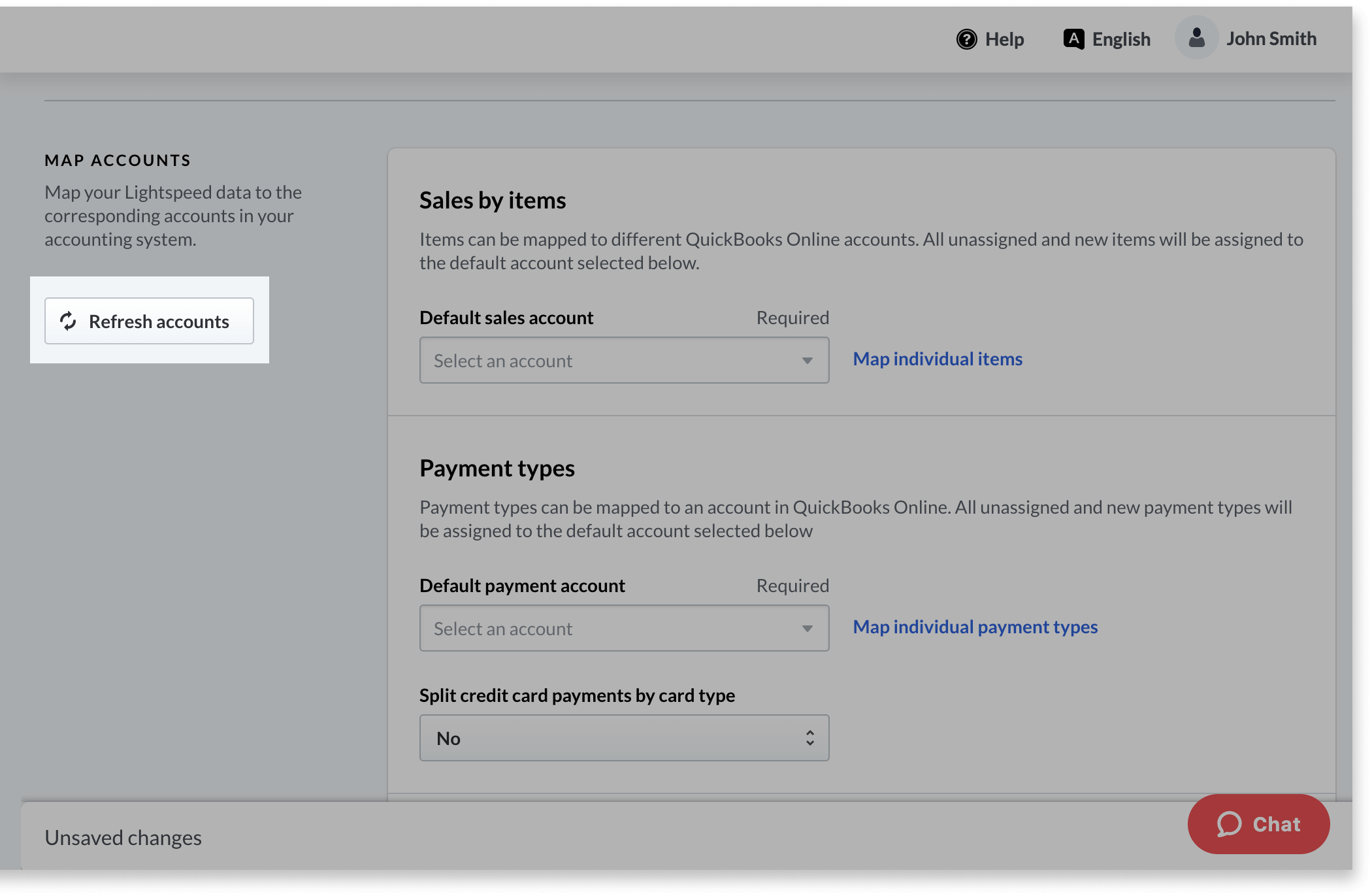 Refresh accounts button highlighted
