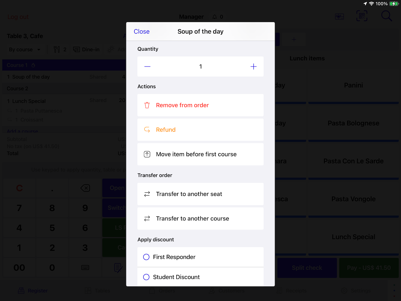 The item editor in Lightspeed POS.