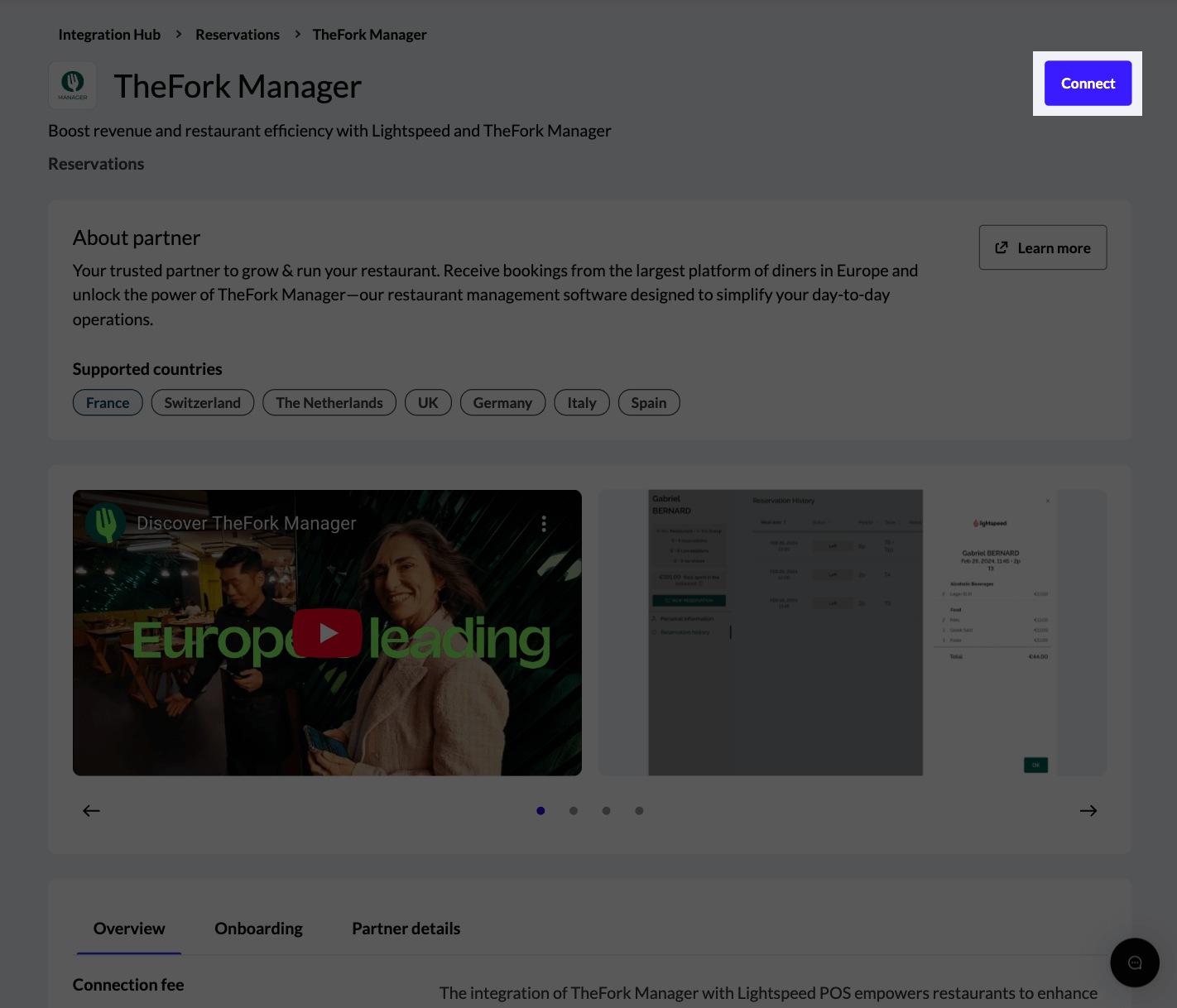 The Connect button highlighted