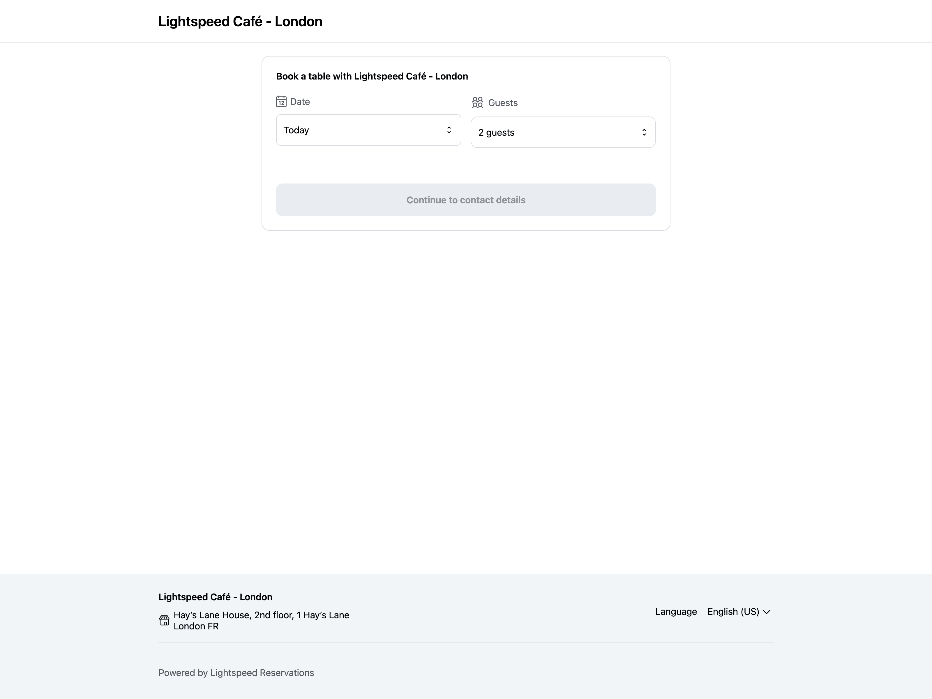 Website voor online reserveringen Lightspeed Reservations