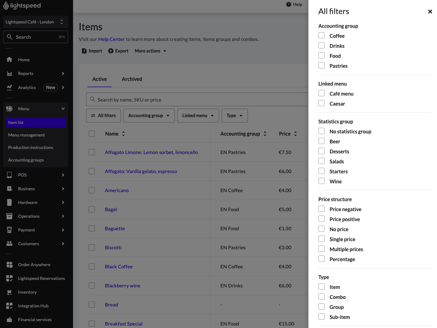 Filters for the items library
