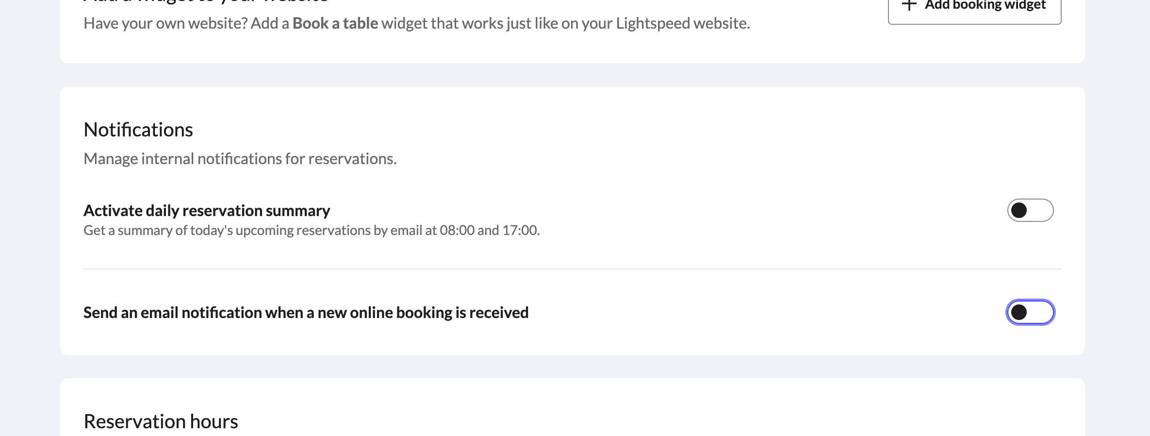 Lightspeed Reservations email notifications