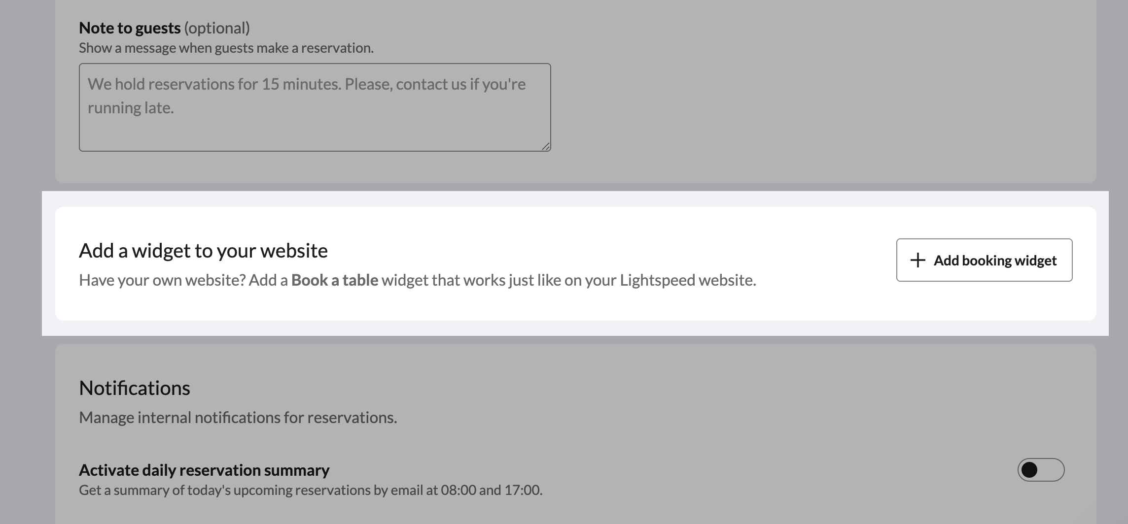 Lightspeed Reservations online booking widget