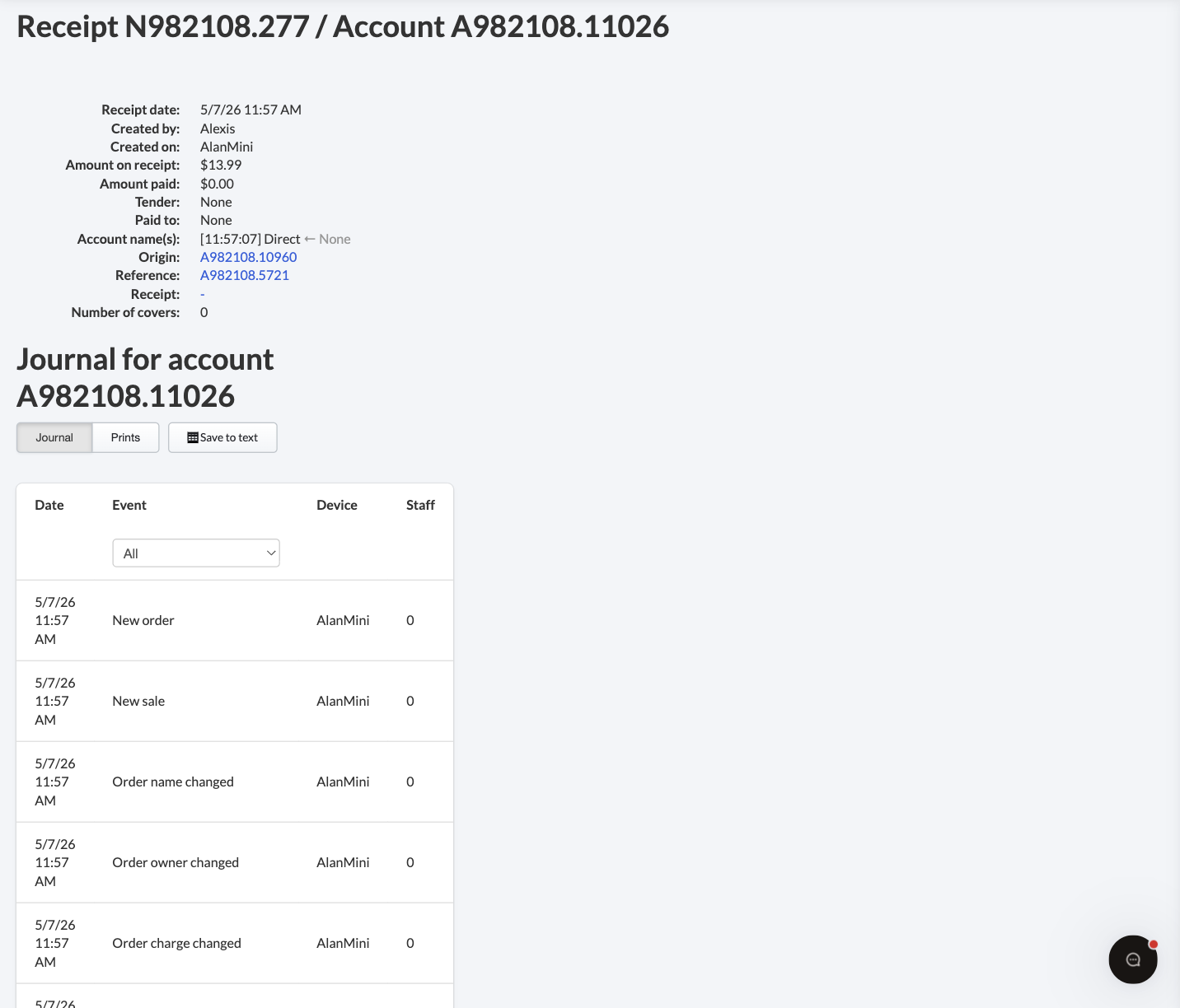 Image displays the detailed view of a receipt in the Draft Receipt report.