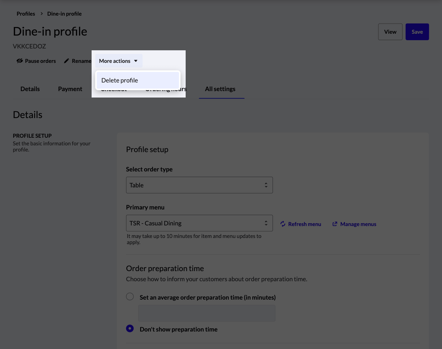 Uitgelichte knop Profiel verwijderen