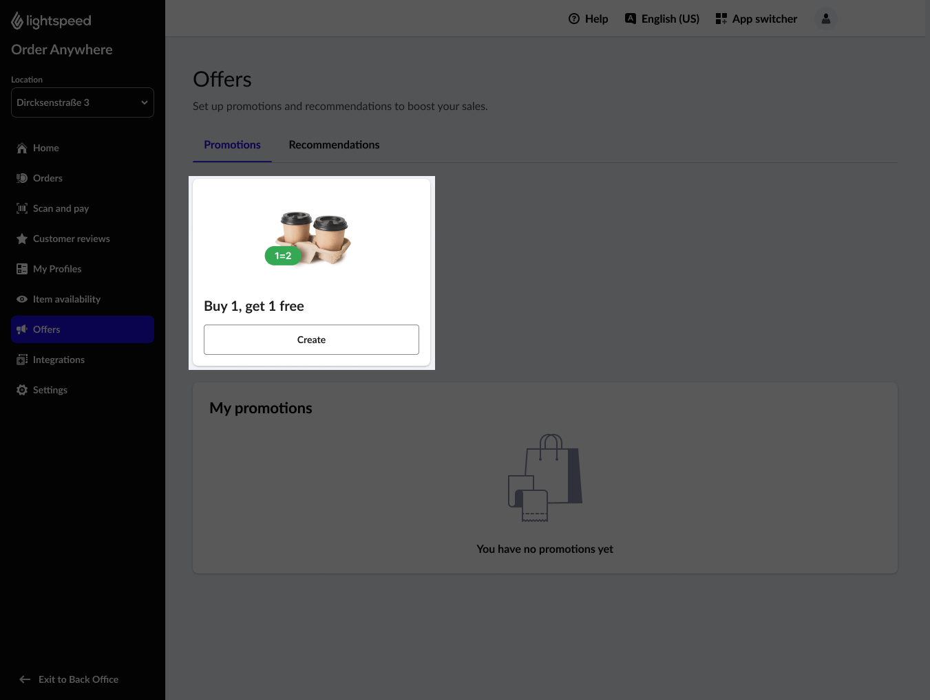 La page Offres de Commande mobile avec la section 'Deux pour le prix d'un' mise en surbrillance