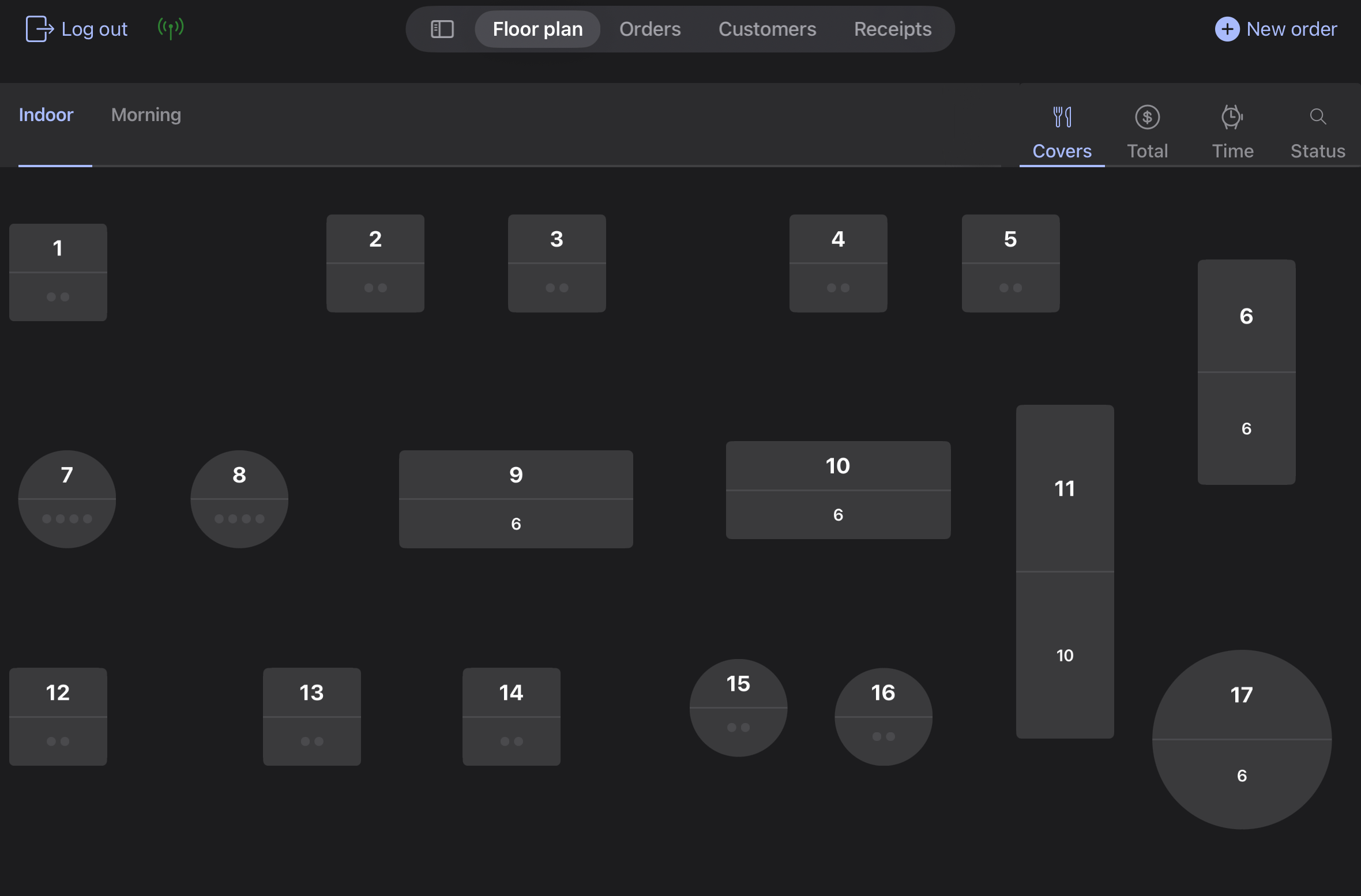 iPad POS floor plan screen